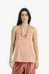 Golden pleated cotton voile top