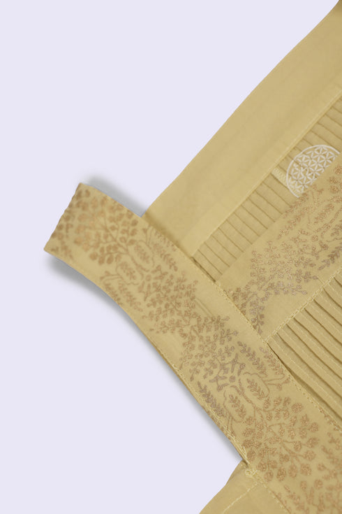 Golden pleated cotton voile top