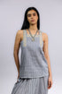 Golden pleated cotton voile top