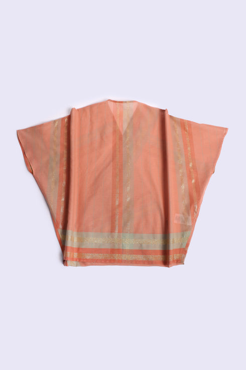 Woven crossover top with V-neckline