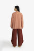 Oversized Egyptian cotton slub shirt with stand collar