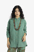 Oversized Egyptian cotton slub shirt with stand collar