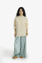 Oversized Egyptian cotton slub shirt with stand collar