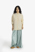 Oversized Egyptian cotton slub shirt with stand collar
