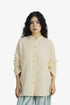 Oversized Egyptian cotton slub shirt with stand collar