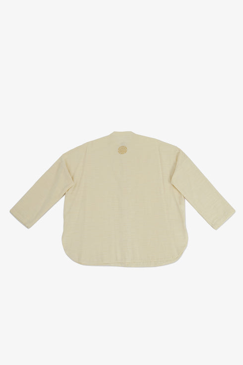 Oversized Egyptian cotton slub shirt with stand collar
