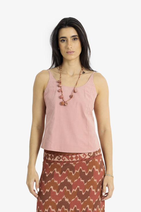 Fitted sleeveless top with adjustable straps
