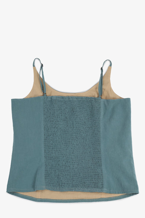 Fitted sleeveless top with adjustable straps