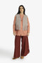 Embroidered short vest with wool yarn detailing