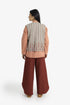 Embroidered short vest with wool yarn detailing