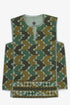 Quilted printed sleeveless cotton top with velvet piping