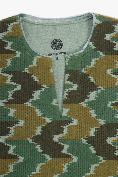 Quilted printed sleeveless cotton top with velvet piping