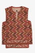 Quilted printed sleeveless cotton top with velvet piping