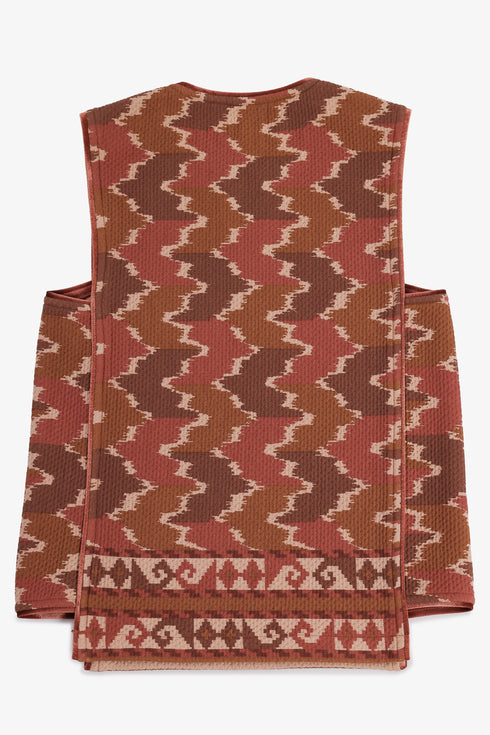 Quilted printed sleeveless cotton top with velvet piping