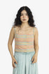 Gold striped cotton bustier with adjustable straps