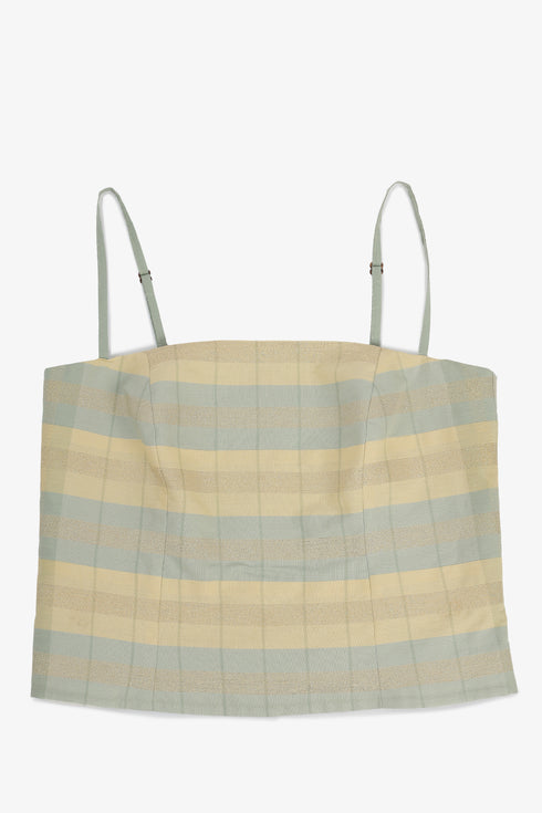 Gold striped cotton bustier with adjustable straps