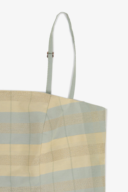 Gold striped cotton bustier with adjustable straps