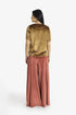 Velvet short sleeve top with contrast trims
