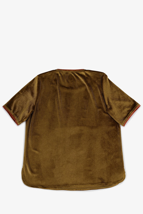 Velvet short sleeve top with contrast trims