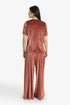 Velvet short sleeve top with contrast trims