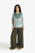 Velvet short sleeve top with contrast trims