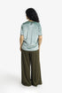 Velvet short sleeve top with contrast trims