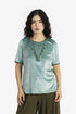 Velvet short sleeve top with contrast trims