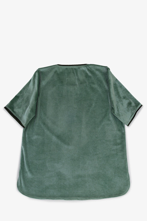 Velvet short sleeve top with contrast trims