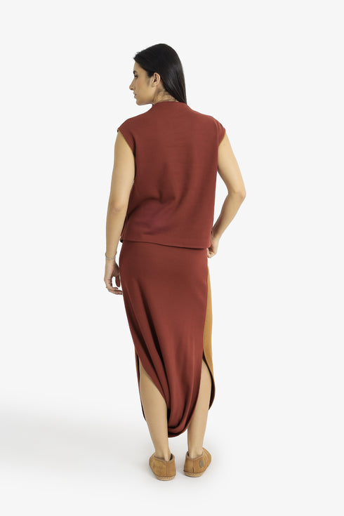 Reversible jacquard top with V neckline