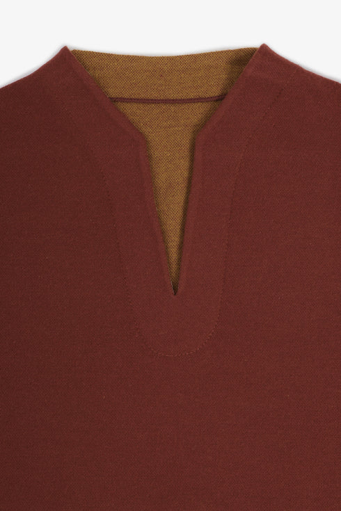 Reversible jacquard top with V neckline