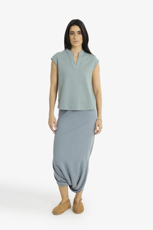 Reversible jacquard top with V neckline