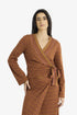 Patterned jacquard wrap top with side tie