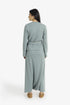 Patterned jacquard wrap top with side tie
