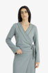 Patterned jacquard wrap top with side tie