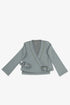 Patterned jacquard wrap top with side tie