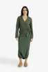Patterned jacquard wrap top with side tie