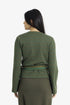 Patterned jacquard wrap top with side tie