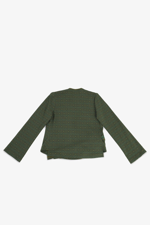 Patterned jacquard wrap top with side tie