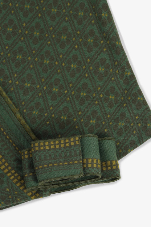 Patterned jacquard wrap top with side tie