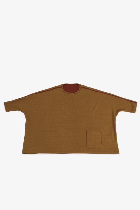 Reversible oversized jacquard top with embroidery