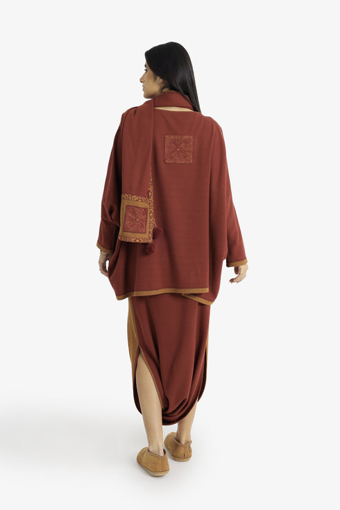 Reversible oversized jacquard top with embroidery