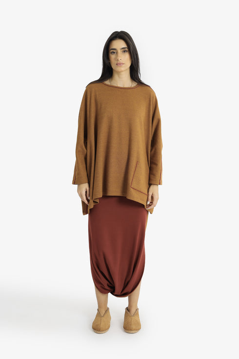 Reversible oversized jacquard top with embroidery