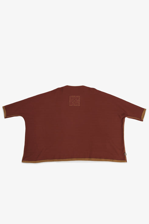 Reversible oversized jacquard top with embroidery
