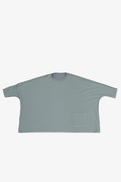Reversible oversized jacquard top with embroidery