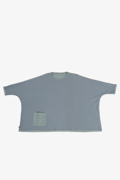 Reversible oversized jacquard top with embroidery