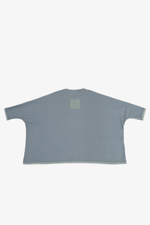 Reversible oversized jacquard top with embroidery