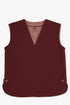 Hand embroidered sleeveless top with V neckline