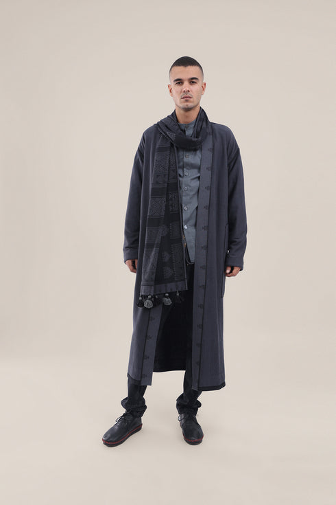 Long reversible jacquard coat