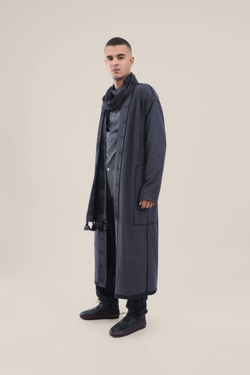 Long reversible jacquard coat