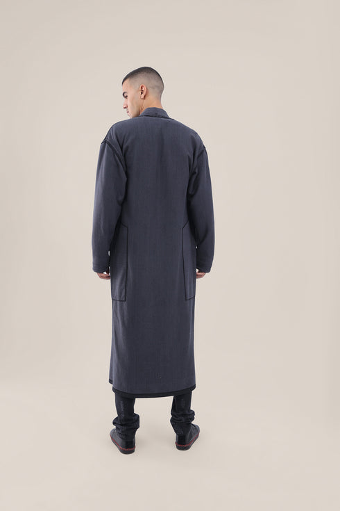 Long reversible jacquard coat